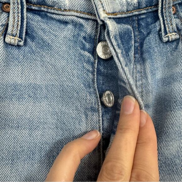 Mother Tomcat High Rise Blue Jeans Womens 24 Straight Leg Cropped Light Wash - Picture 7 of 13